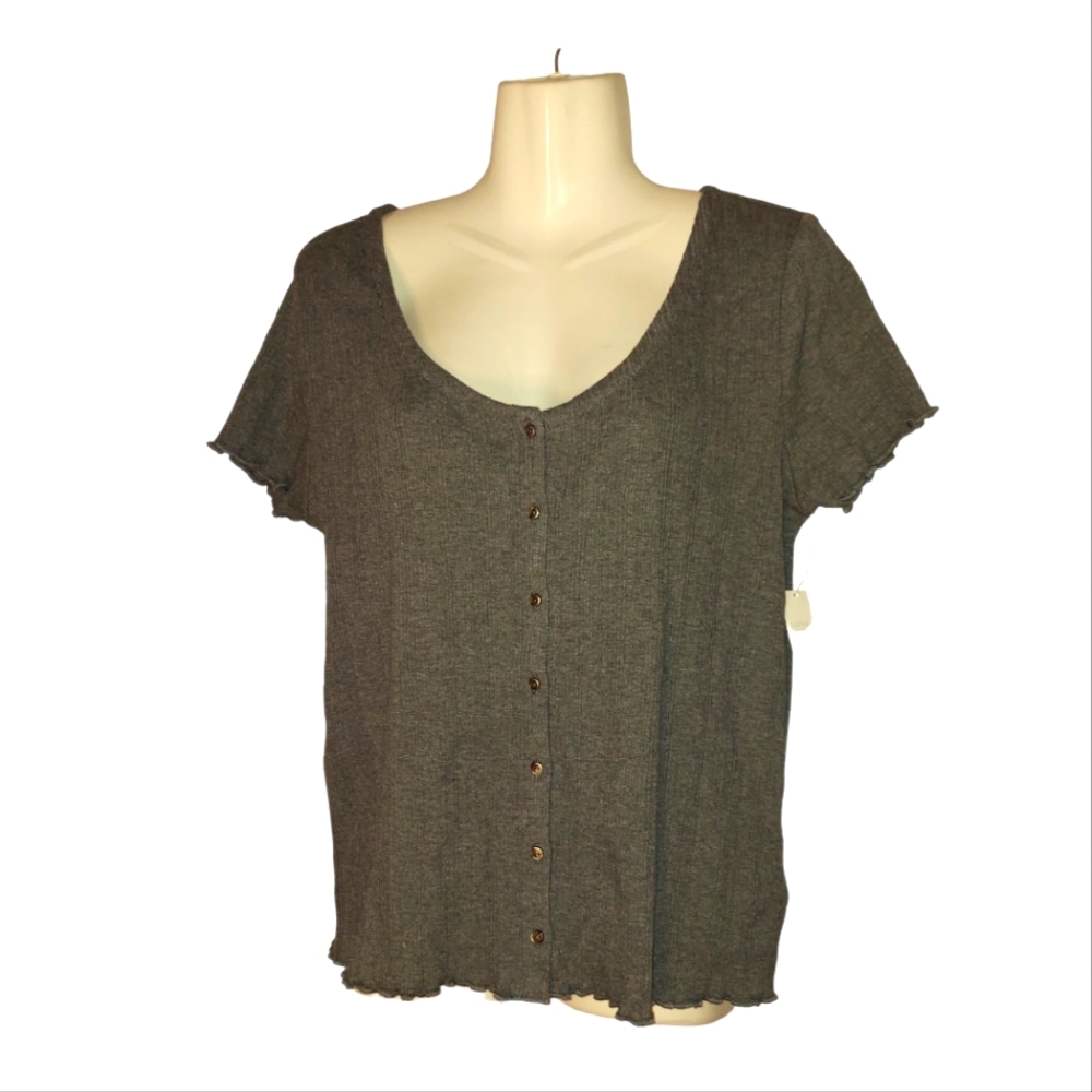 Love by Gap Gray Button Down Top XL - Picture 1 of 8